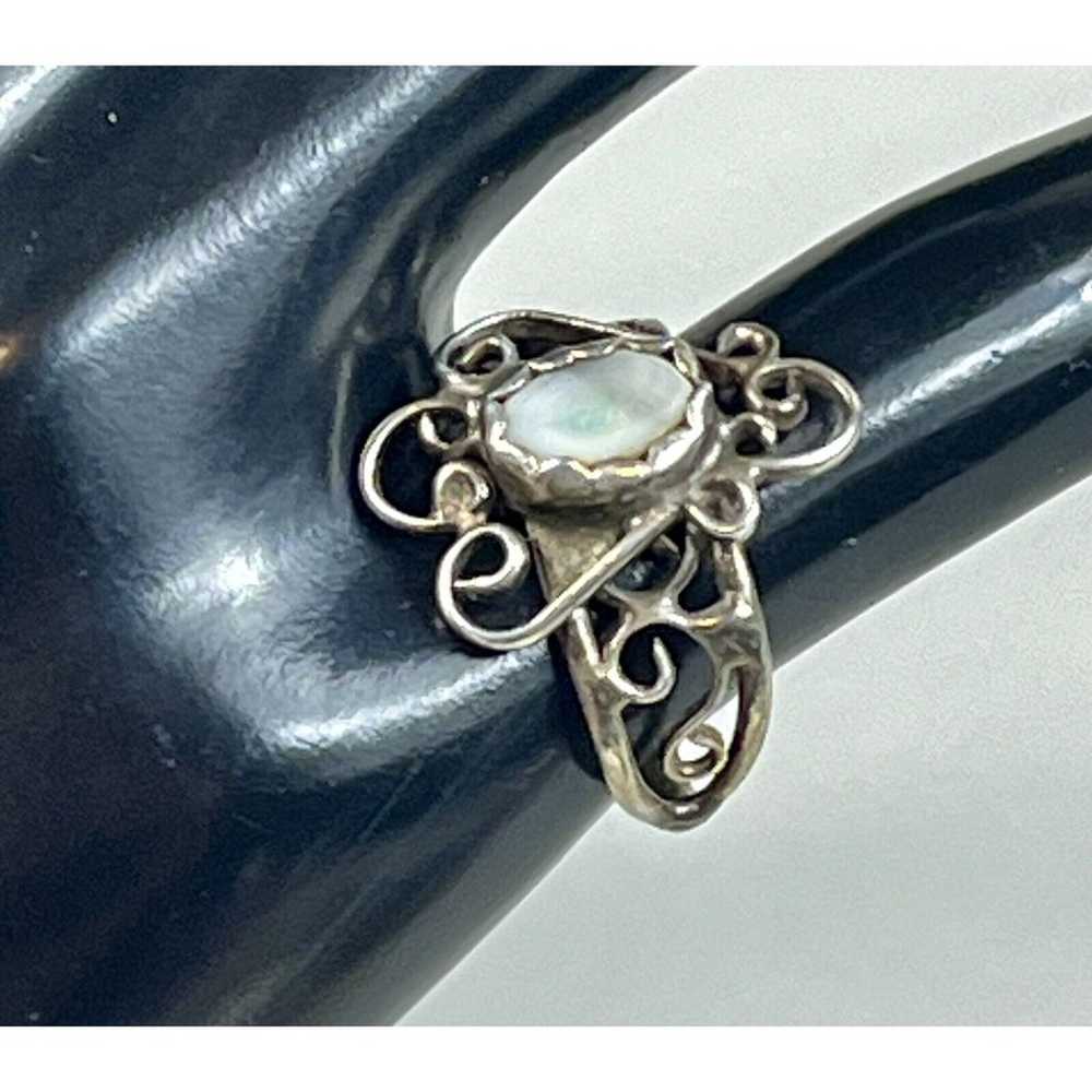 Vintage Sterling Silver Filigree 925 w/ Moonstone… - image 2