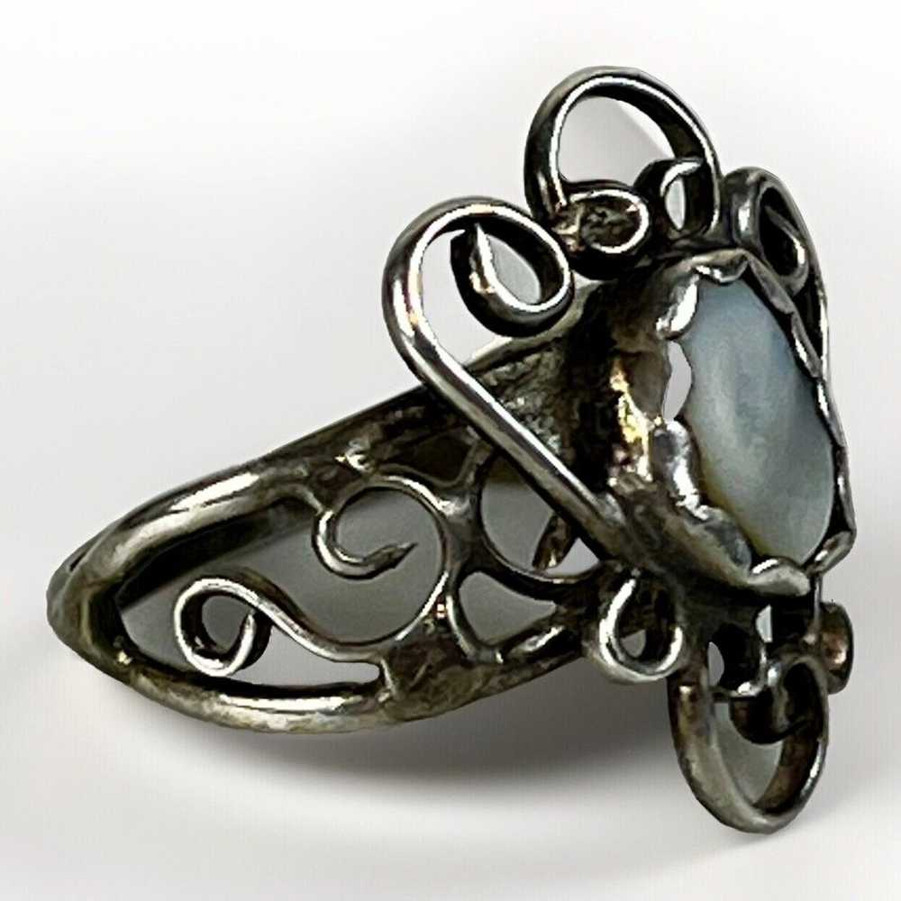 Vintage Sterling Silver Filigree 925 w/ Moonstone… - image 3