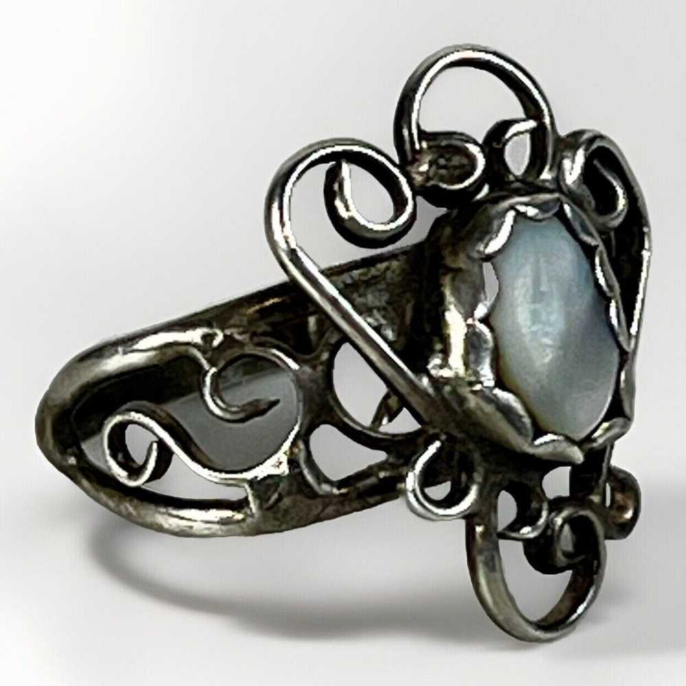 Vintage Sterling Silver Filigree 925 w/ Moonstone… - image 7