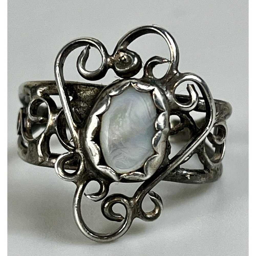 Vintage Sterling Silver Filigree 925 w/ Moonstone… - image 8