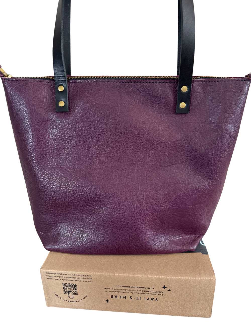 Portland Leather Medium Zip Plum Tote from Myster… - image 2