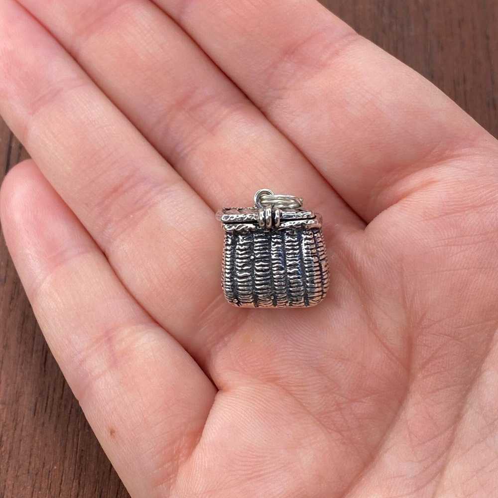 Vintage 925 Sterling Silver REO Woven Wicker Fish… - image 3