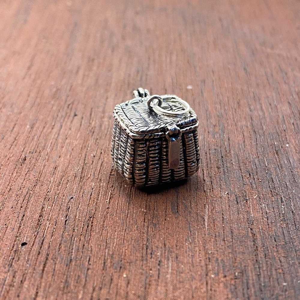 Vintage 925 Sterling Silver REO Woven Wicker Fish… - image 4