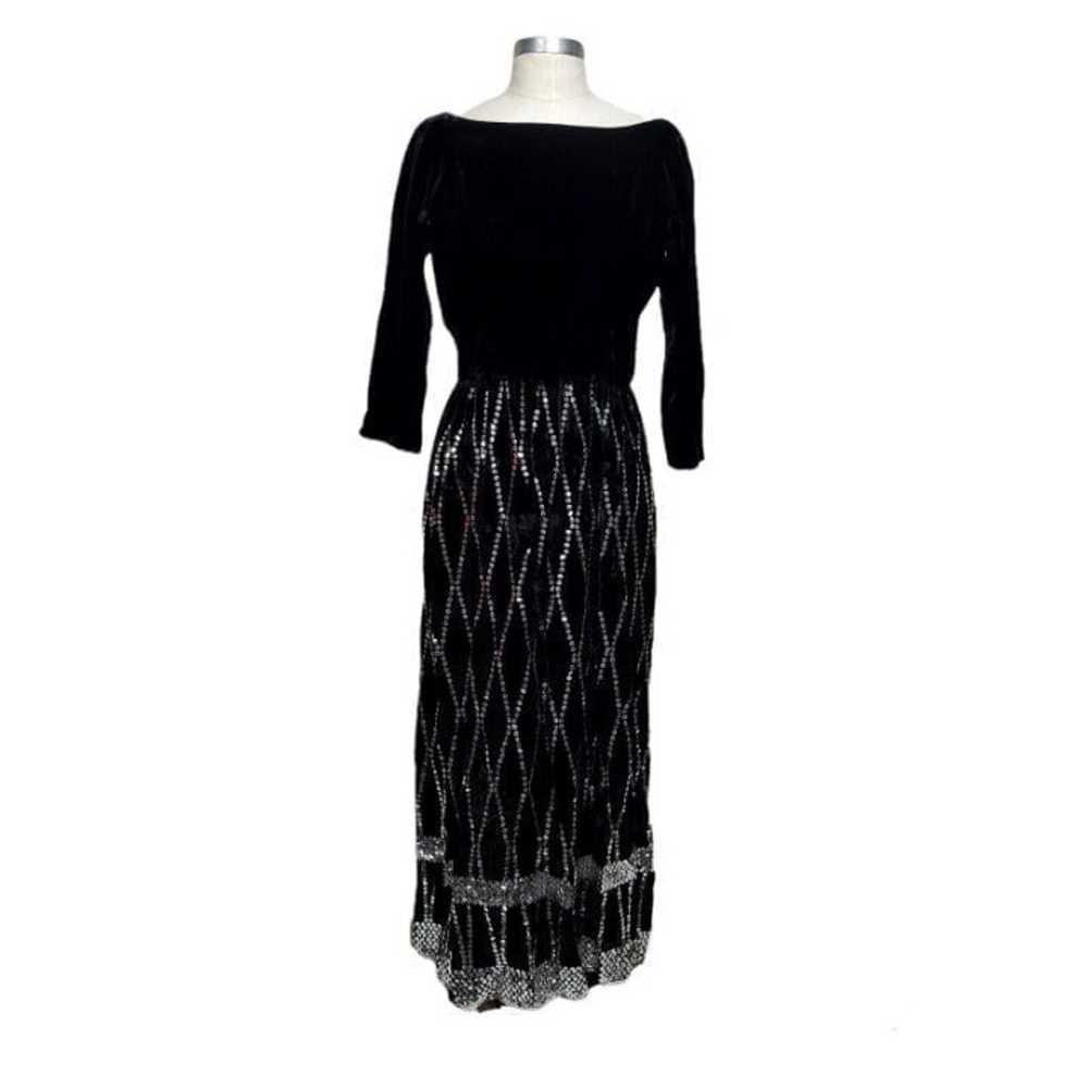 Vintage 50s 60s Suzy Perette Black Velvet Silver … - image 2