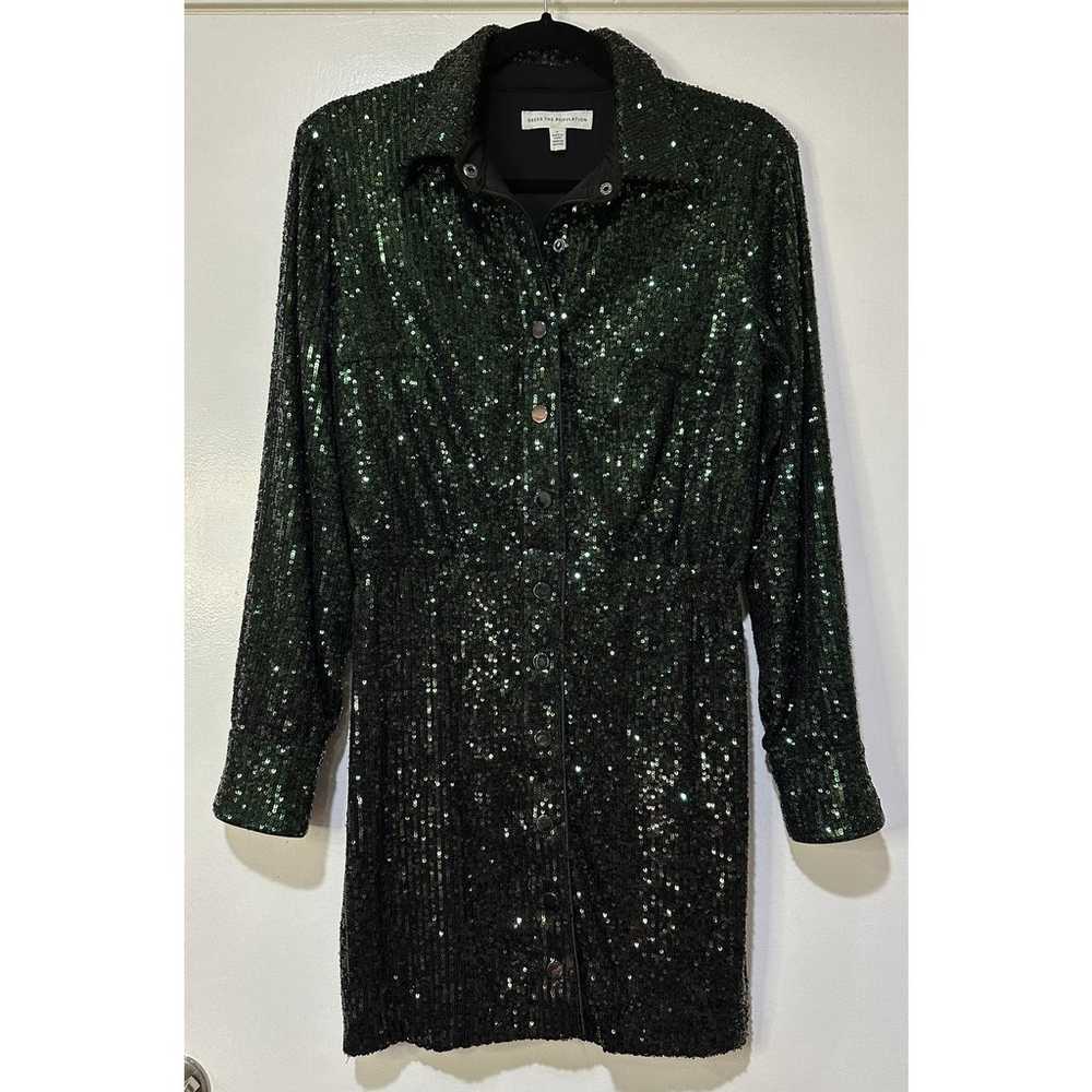 Dress The Population Trista Dress Sequin Green Mi… - image 2