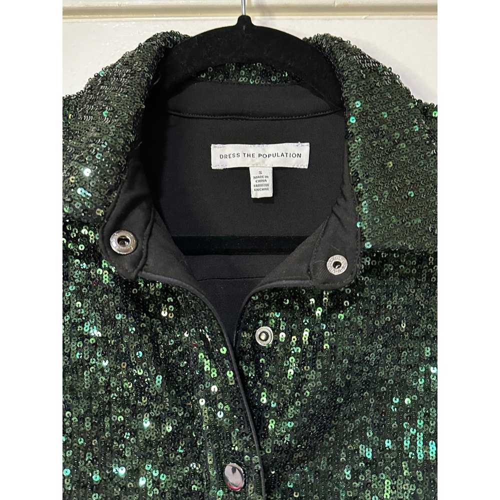 Dress The Population Trista Dress Sequin Green Mi… - image 3