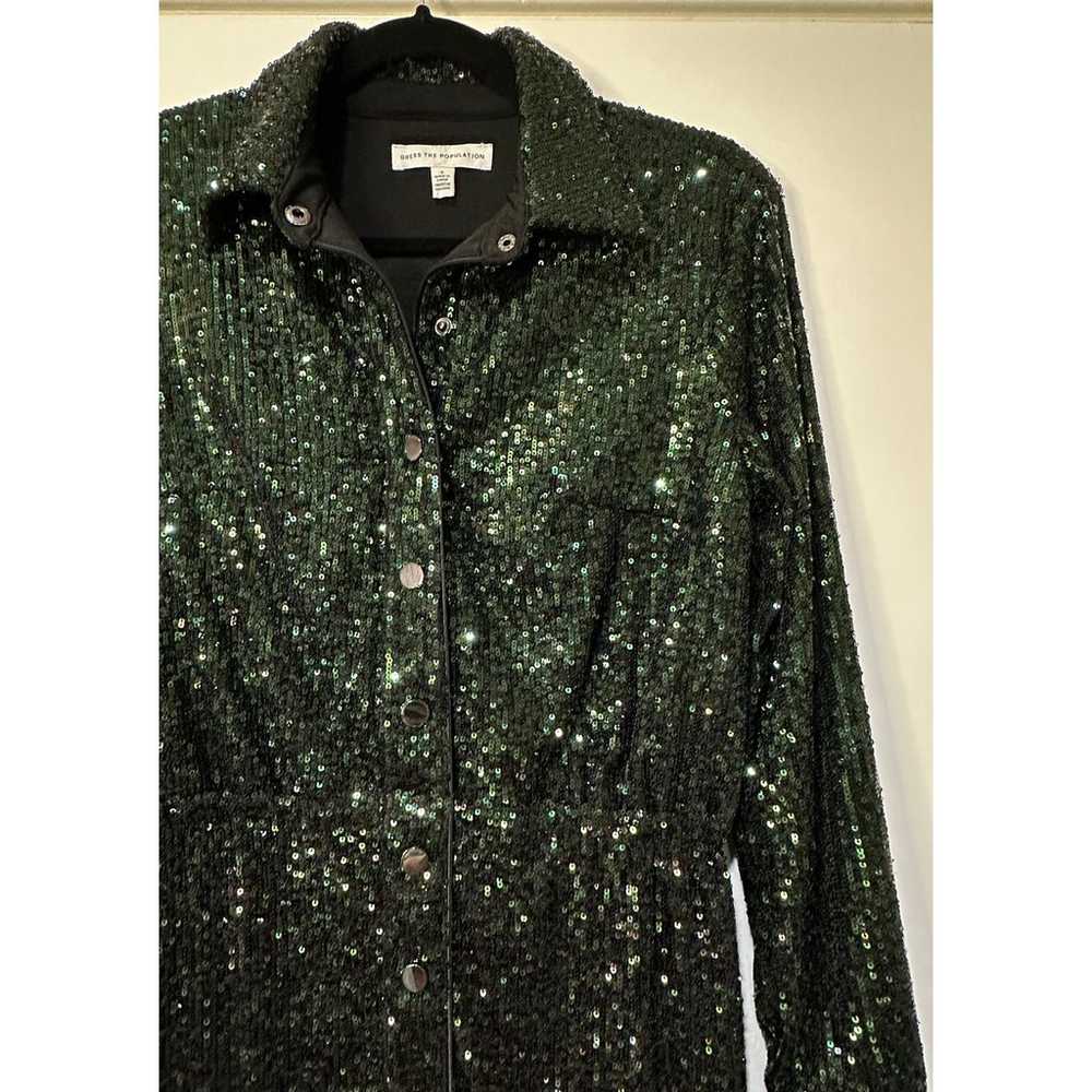 Dress The Population Trista Dress Sequin Green Mi… - image 5