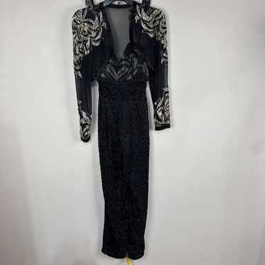 Lillie Rubin Black Bugle Beaded Sz 4 Silk Sweethe… - image 1