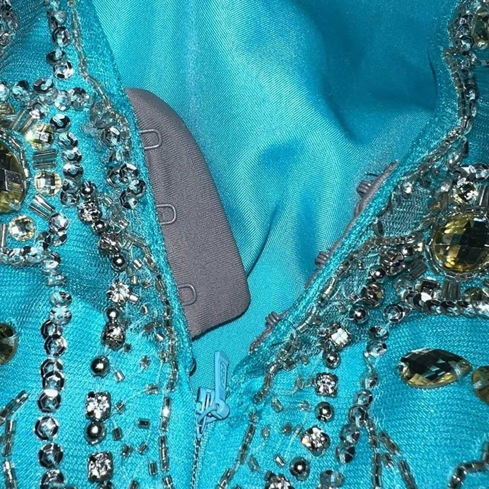 Sherri Hill Prom Dress Turquoise Blue Beaded Alte… - image 11