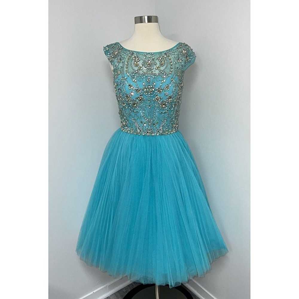 Sherri Hill Prom Dress Turquoise Blue Beaded Alte… - image 1