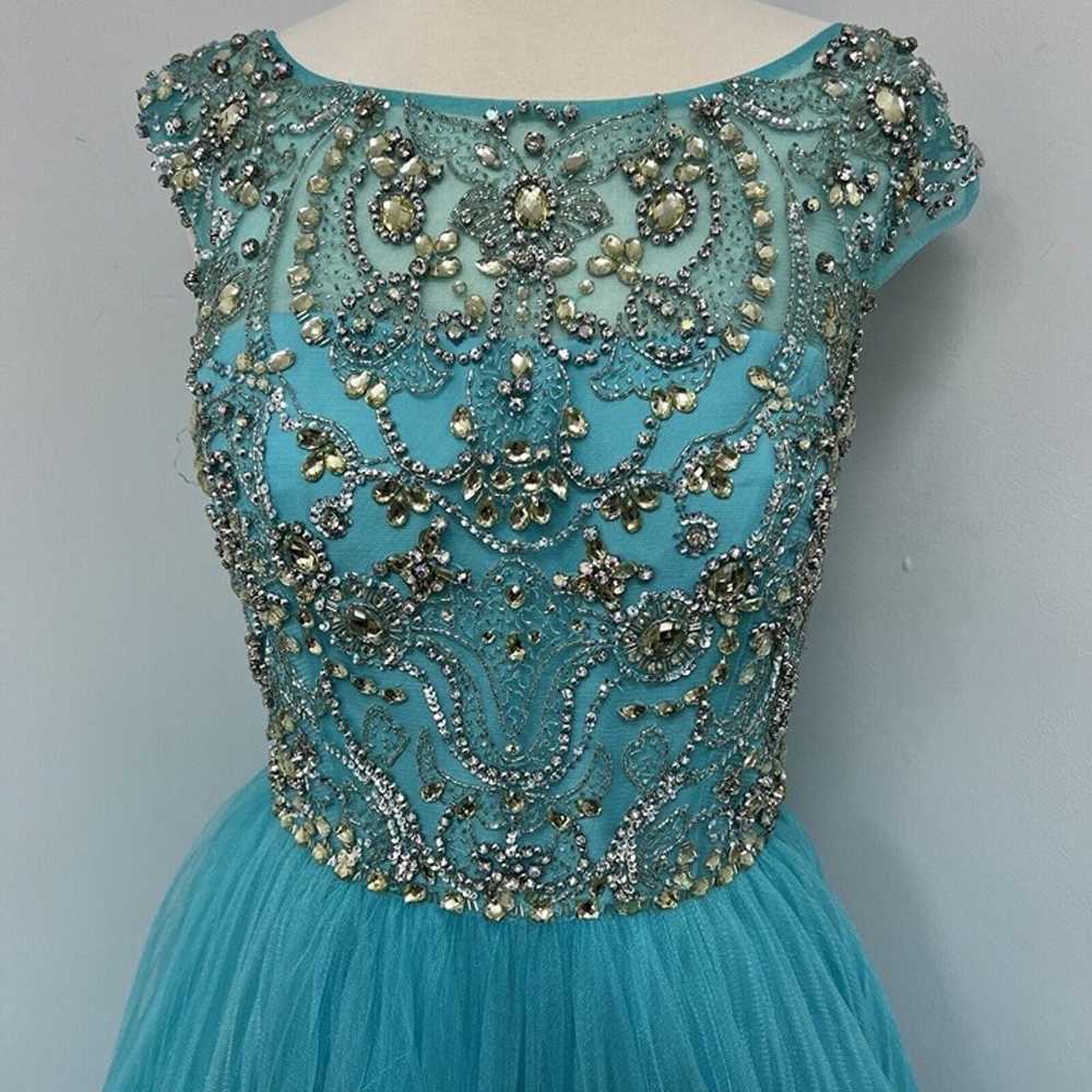 Sherri Hill Prom Dress Turquoise Blue Beaded Alte… - image 2