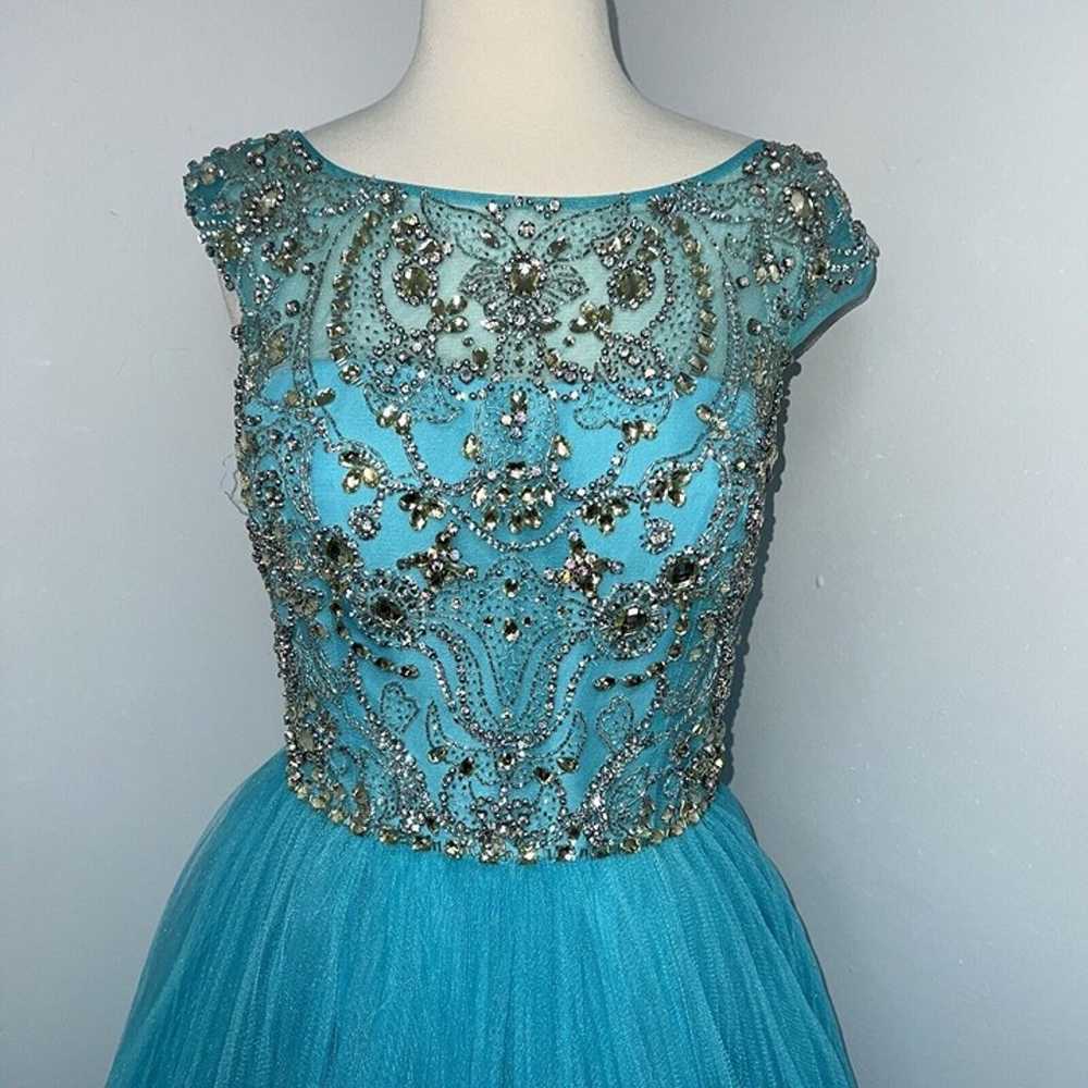 Sherri Hill Prom Dress Turquoise Blue Beaded Alte… - image 3