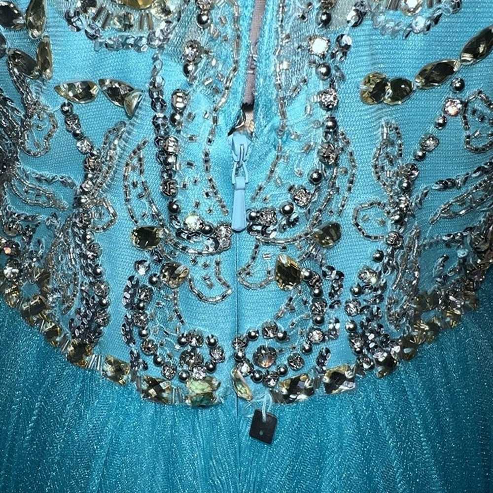 Sherri Hill Prom Dress Turquoise Blue Beaded Alte… - image 5