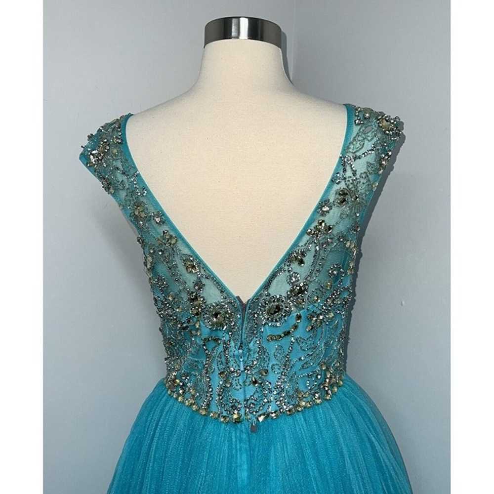 Sherri Hill Prom Dress Turquoise Blue Beaded Alte… - image 6