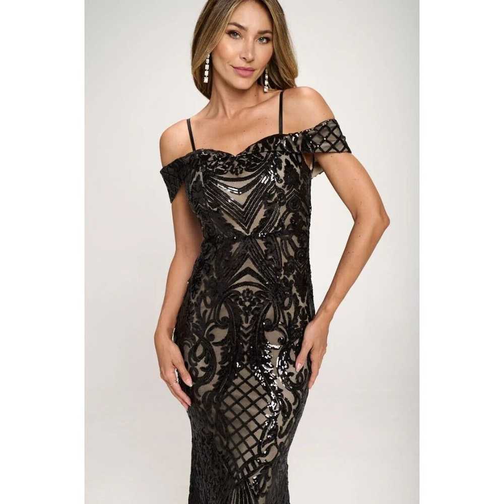 Ricarica Medium Long Damask Black Evening Dress S… - image 7