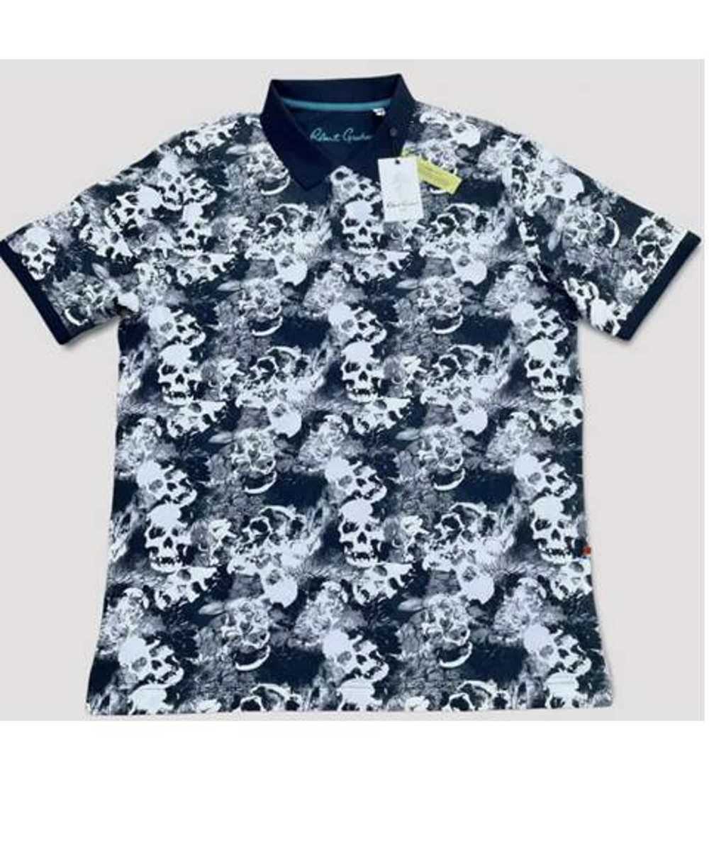 Robert Graham Blue White Skull Pattern Polo Size M - image 4