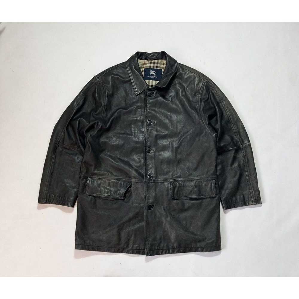 Burberry × Leather Jacket × Vintage Vintage 90's … - image 1