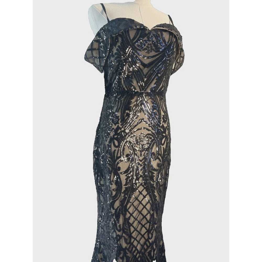 Ricarica Large Long Damask Black Evening Dress Sp… - image 3