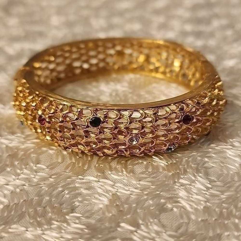 JBK Bangle Clamper Gold Tone Rhinestones Colors - image 3