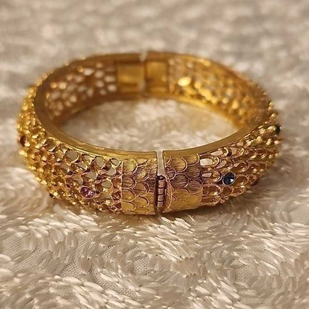 JBK Bangle Clamper Gold Tone Rhinestones Colors - image 5