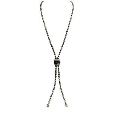 Vintage Black Hematite Onyx And CZ Lariat Necklace - image 1