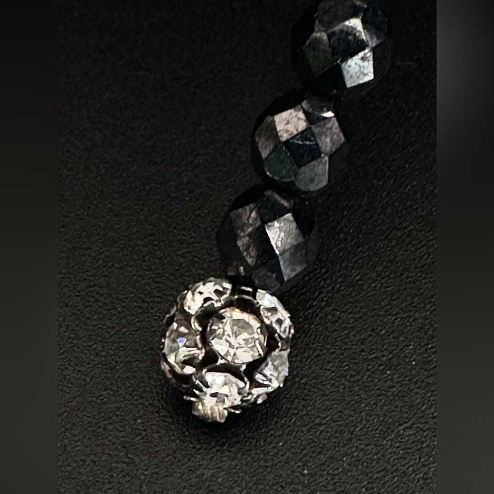 Vintage Black Hematite Onyx And CZ Lariat Necklace - image 6