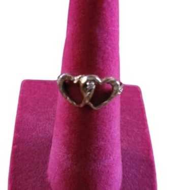 2 hearts diamond & gold ring - image 1