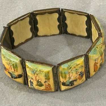 Vintage Japanese Shakudo Panel Bracelet 7.25" - image 1