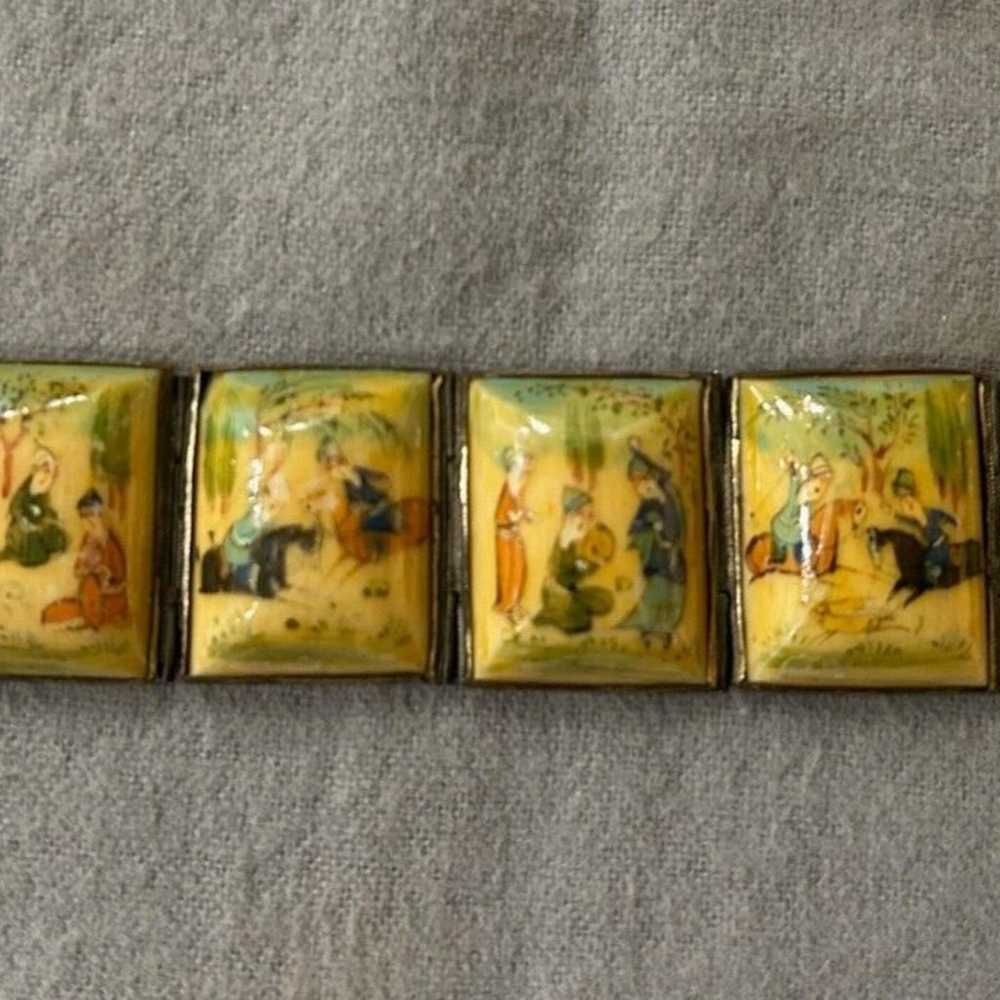 Vintage Japanese Shakudo Panel Bracelet 7.25" - image 3