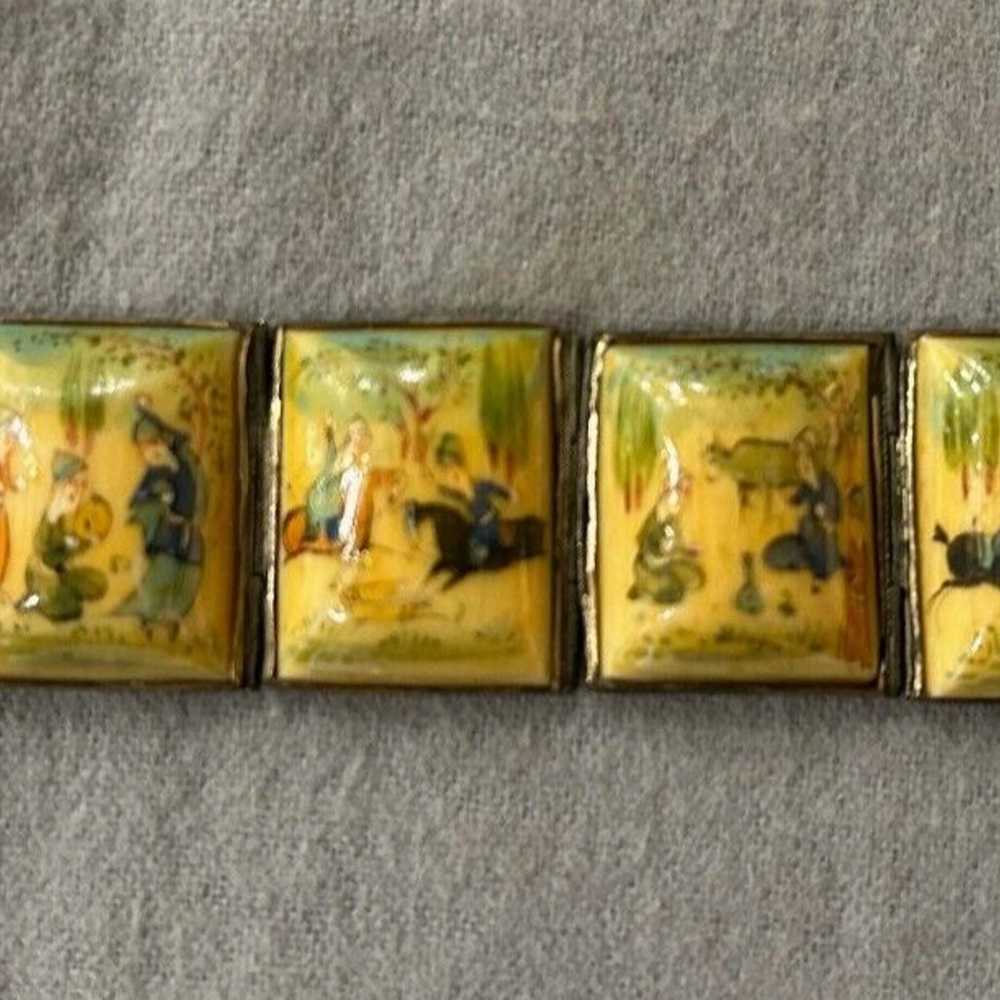 Vintage Japanese Shakudo Panel Bracelet 7.25" - image 4