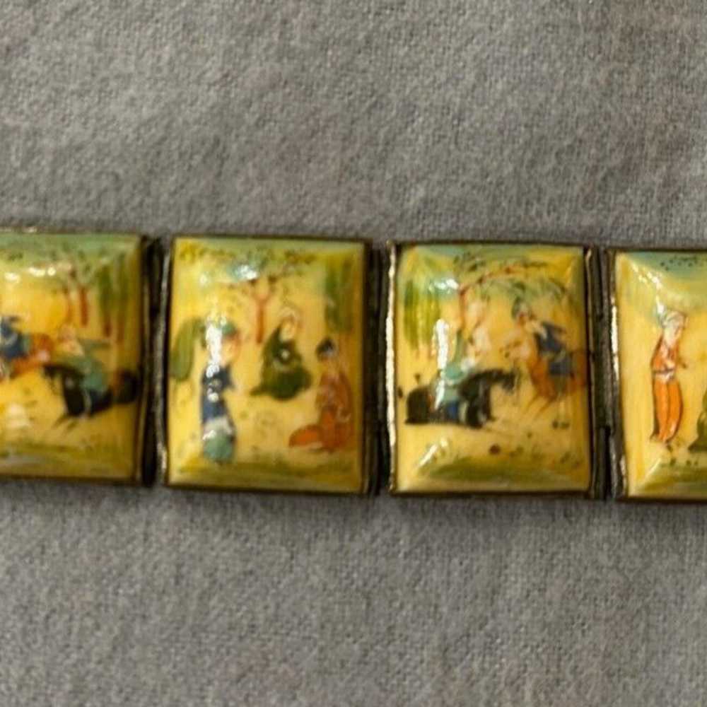 Vintage Japanese Shakudo Panel Bracelet 7.25" - image 5