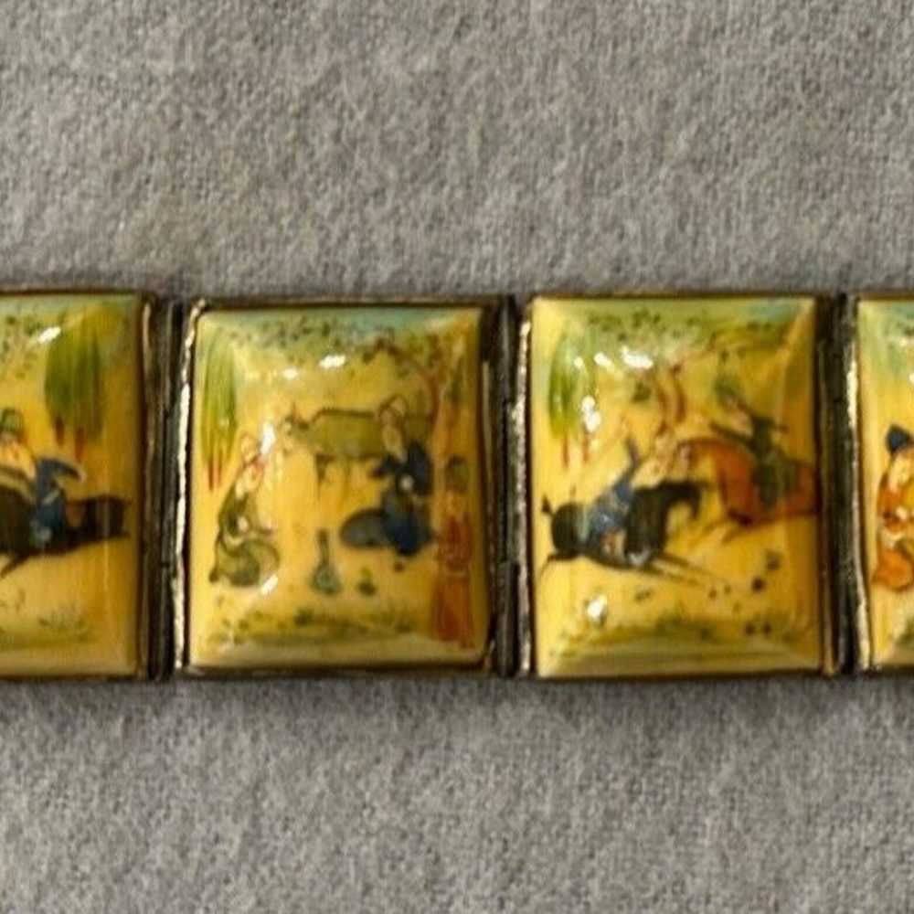 Vintage Japanese Shakudo Panel Bracelet 7.25" - image 6