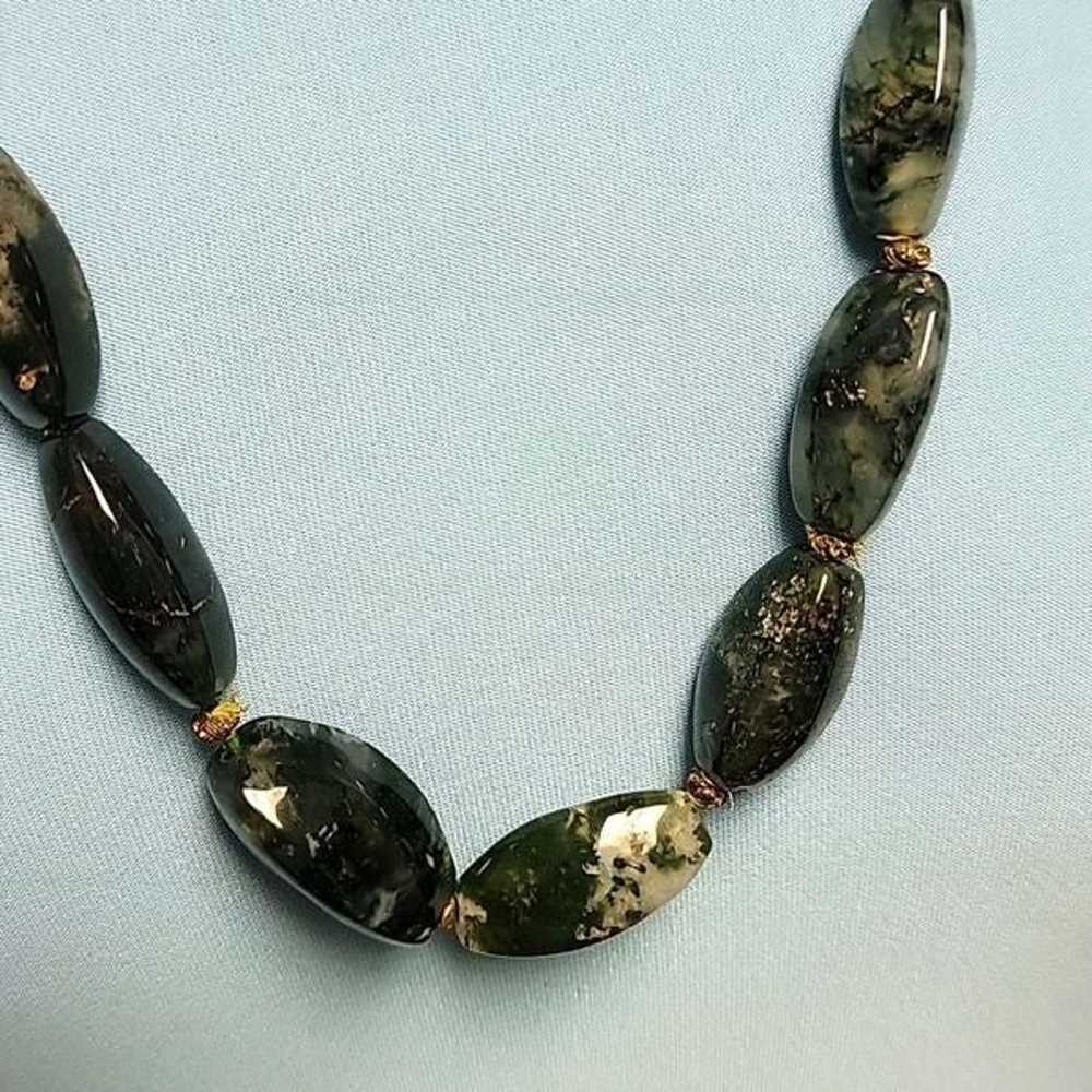 Vintage Moss Agate Gemstone Necklace - image 2