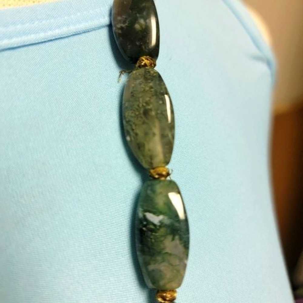 Vintage Moss Agate Gemstone Necklace - image 3