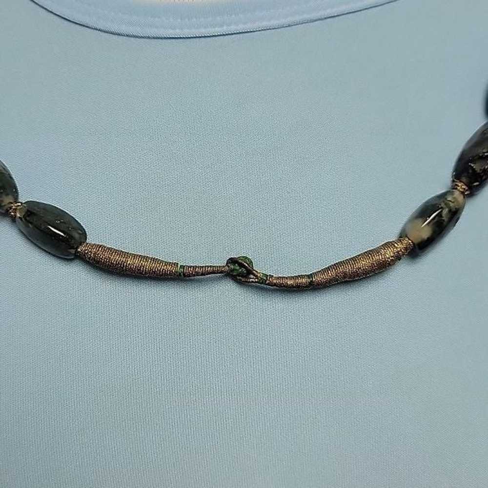 Vintage Moss Agate Gemstone Necklace - image 4