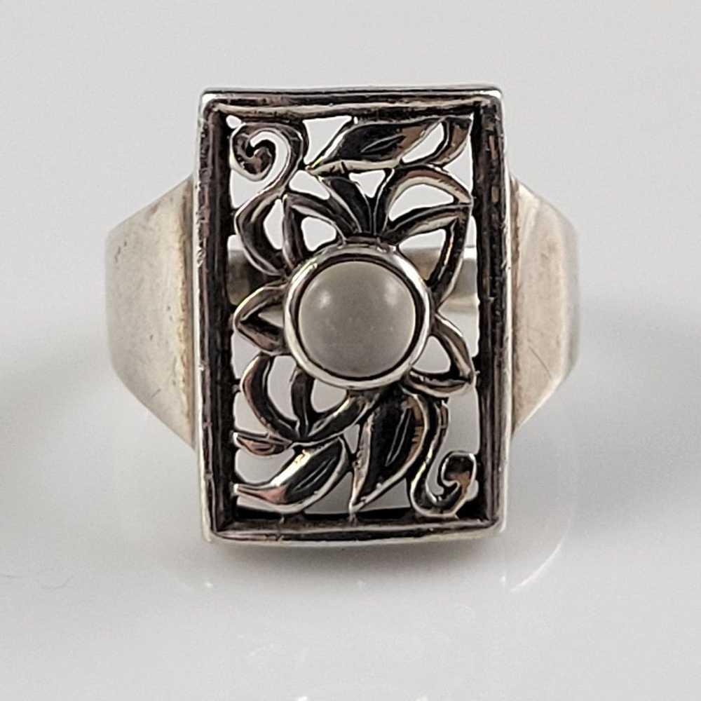 Vintage Handmade Moonstone Sterling Filigree Ring… - image 2