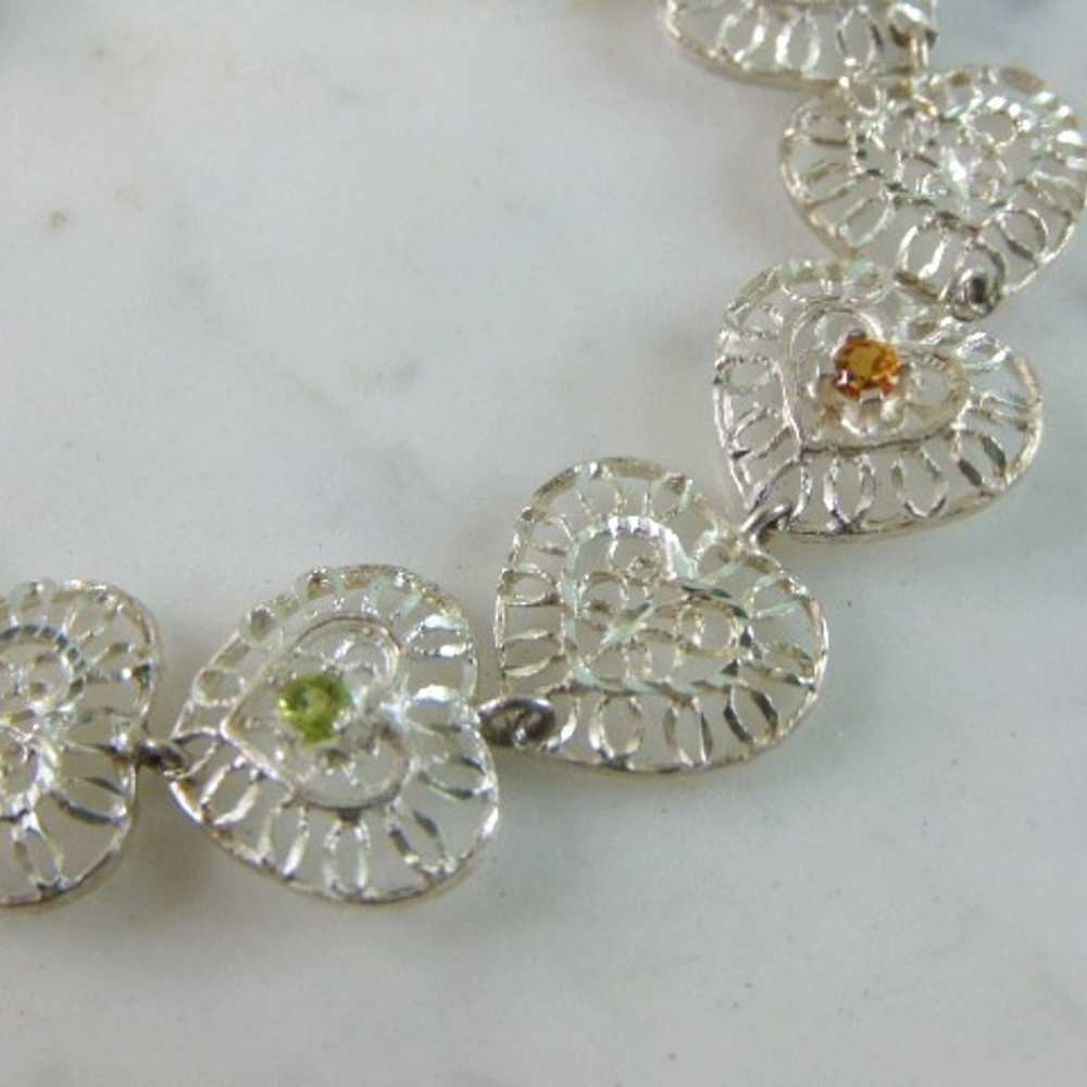 Womens Sterling Silver Heart Bracelet 11.3g E5704 - image 2