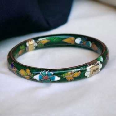 Antique 1900s hinged cloisonne bracelet