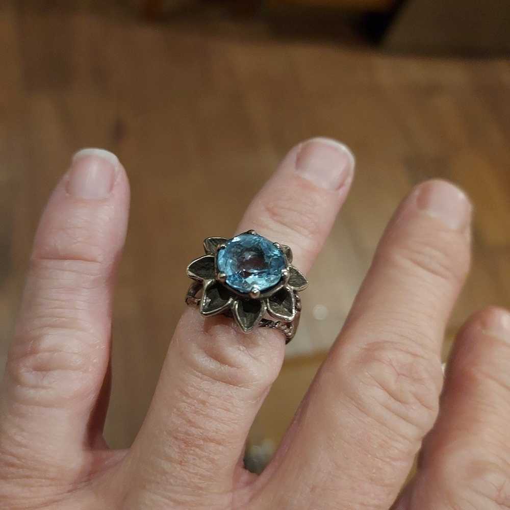 NAVAJO FLORAL AUTHENTIC 925 SILVER & BLUE TOPAZ Q… - image 2