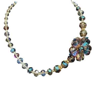 Vintage Kaleidoscope Crystal Beaded Collar With F… - image 1