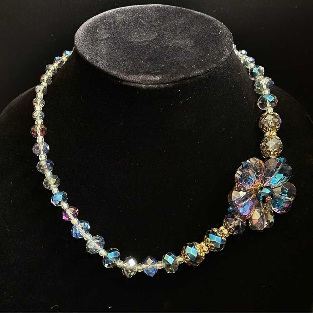 Vintage Kaleidoscope Crystal Beaded Collar With F… - image 2