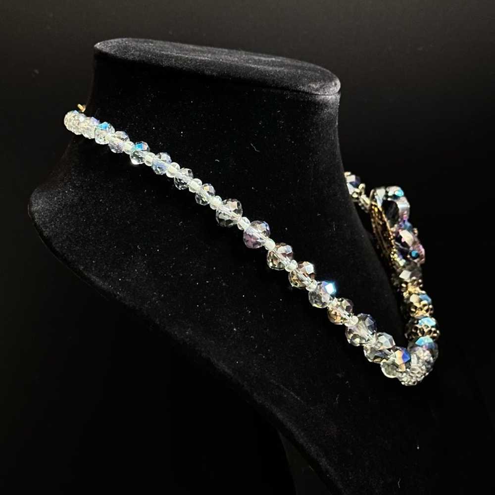 Vintage Kaleidoscope Crystal Beaded Collar With F… - image 3