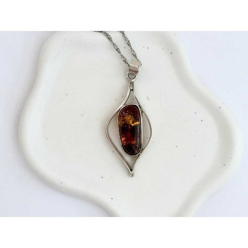 Amber Sterling Silver Ribbon Italian Made Chain P… - image 2