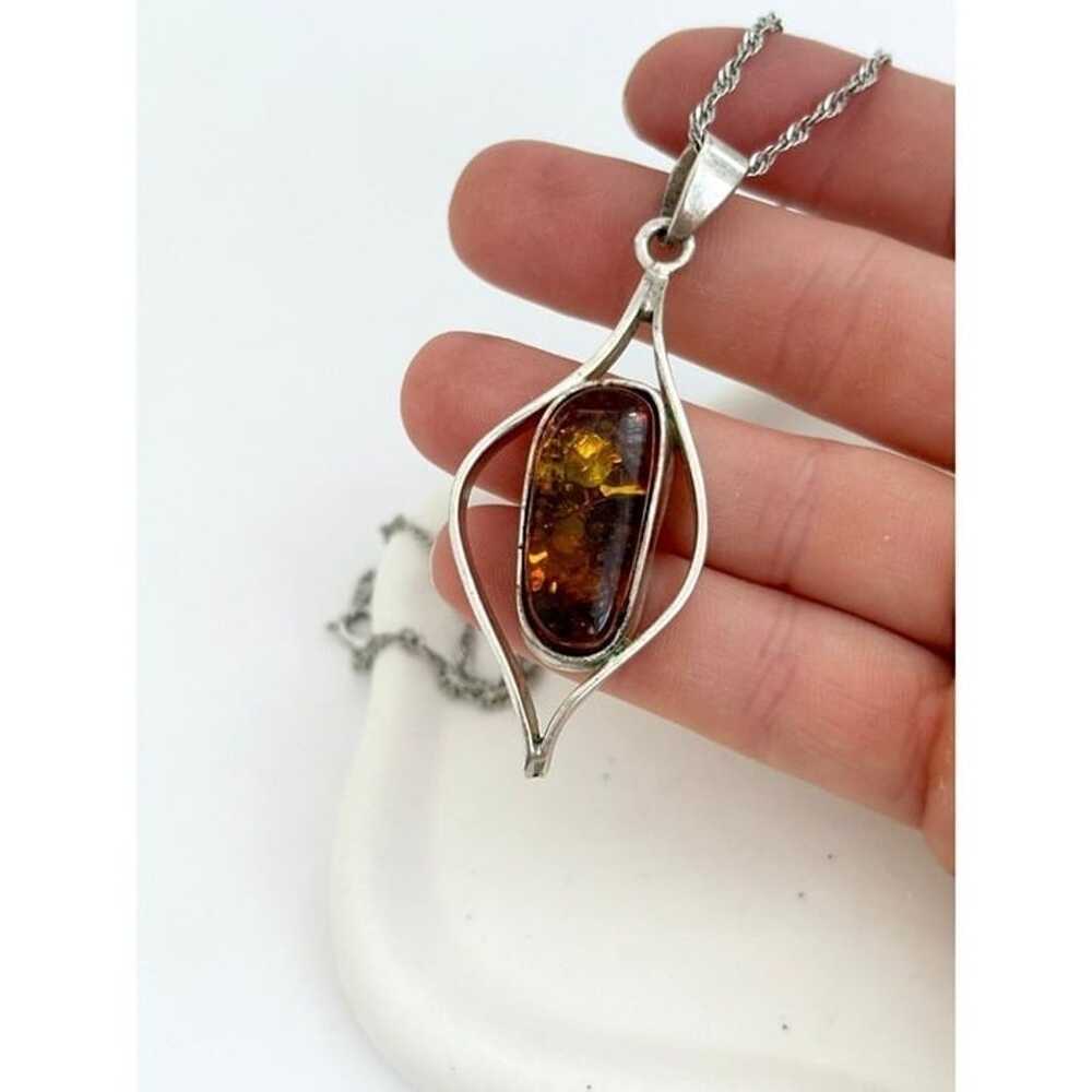 Amber Sterling Silver Ribbon Italian Made Chain P… - image 6