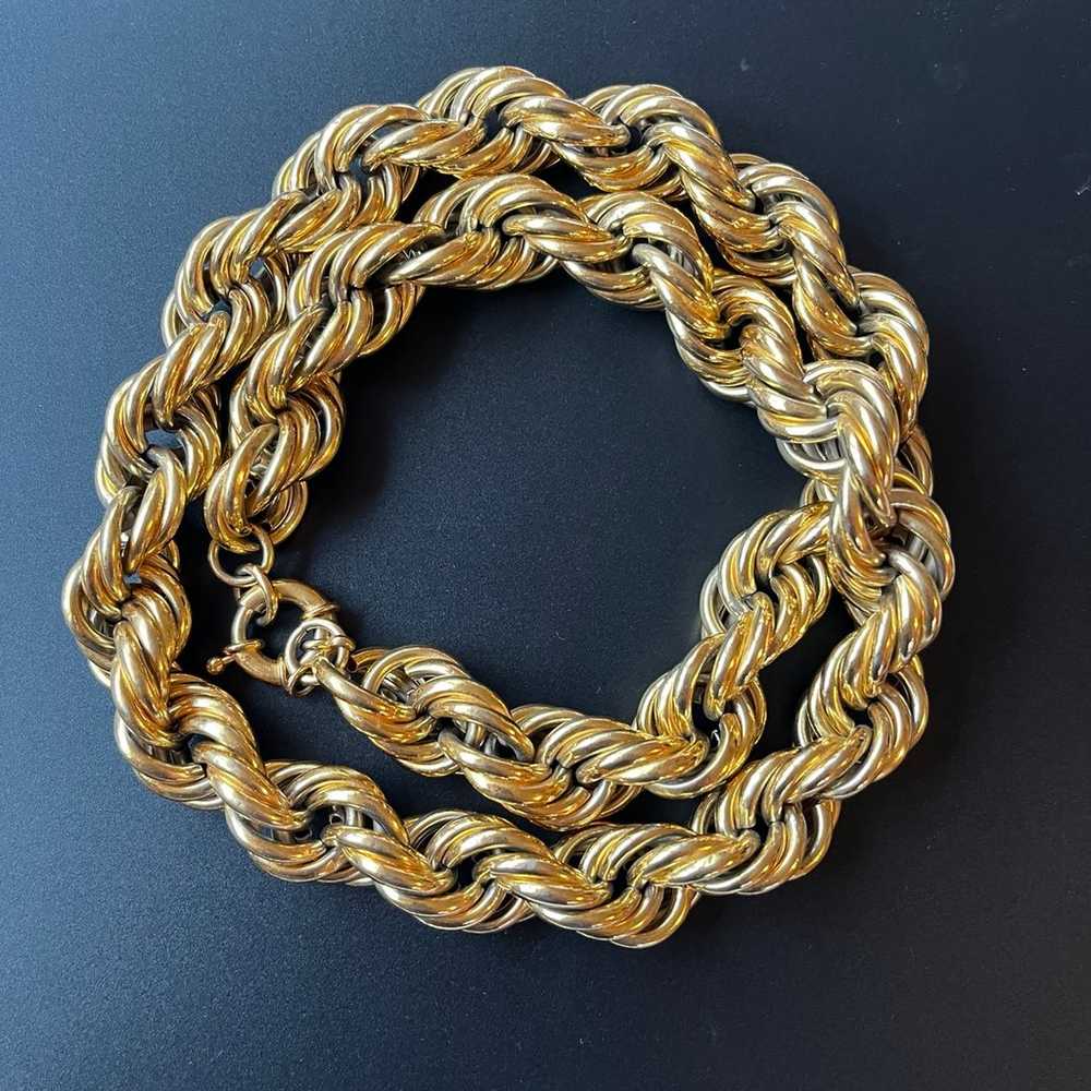 Vintage Chunky Gold 14KB Necklace 80s style hip h… - image 2