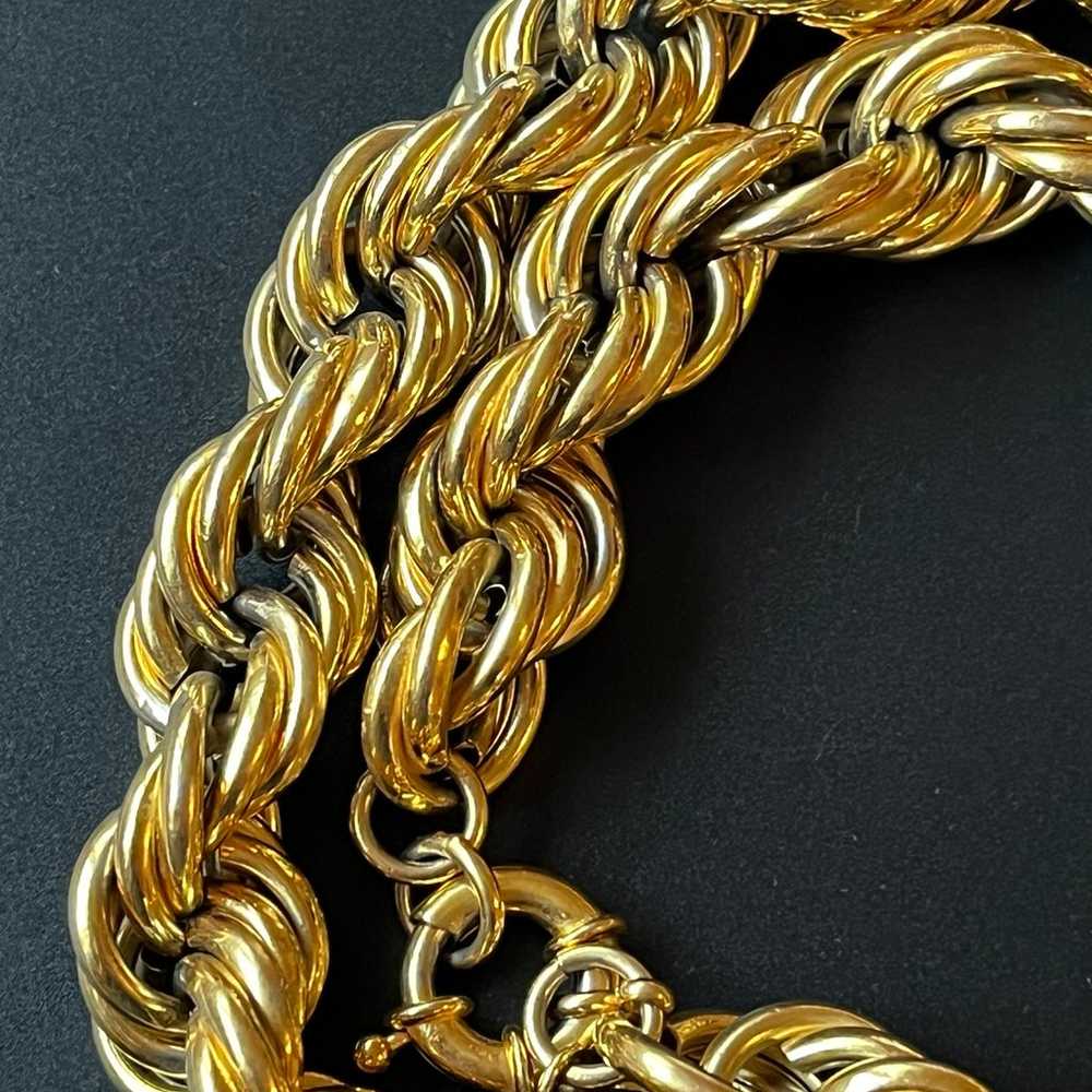 Vintage Chunky Gold 14KB Necklace 80s style hip h… - image 3