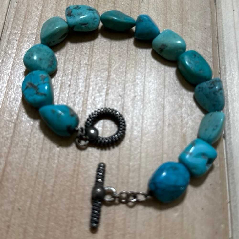 TURQUOISE CORAL STERLING FAS BRACELET NECKLACE EA… - image 5