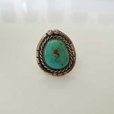 Vintage Southwestern Turquoise Sterling Silver Ri… - image 1