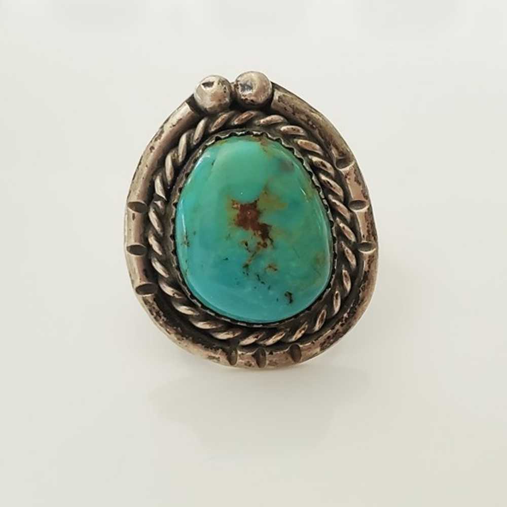 Vintage Southwestern Turquoise Sterling Silver Ri… - image 2