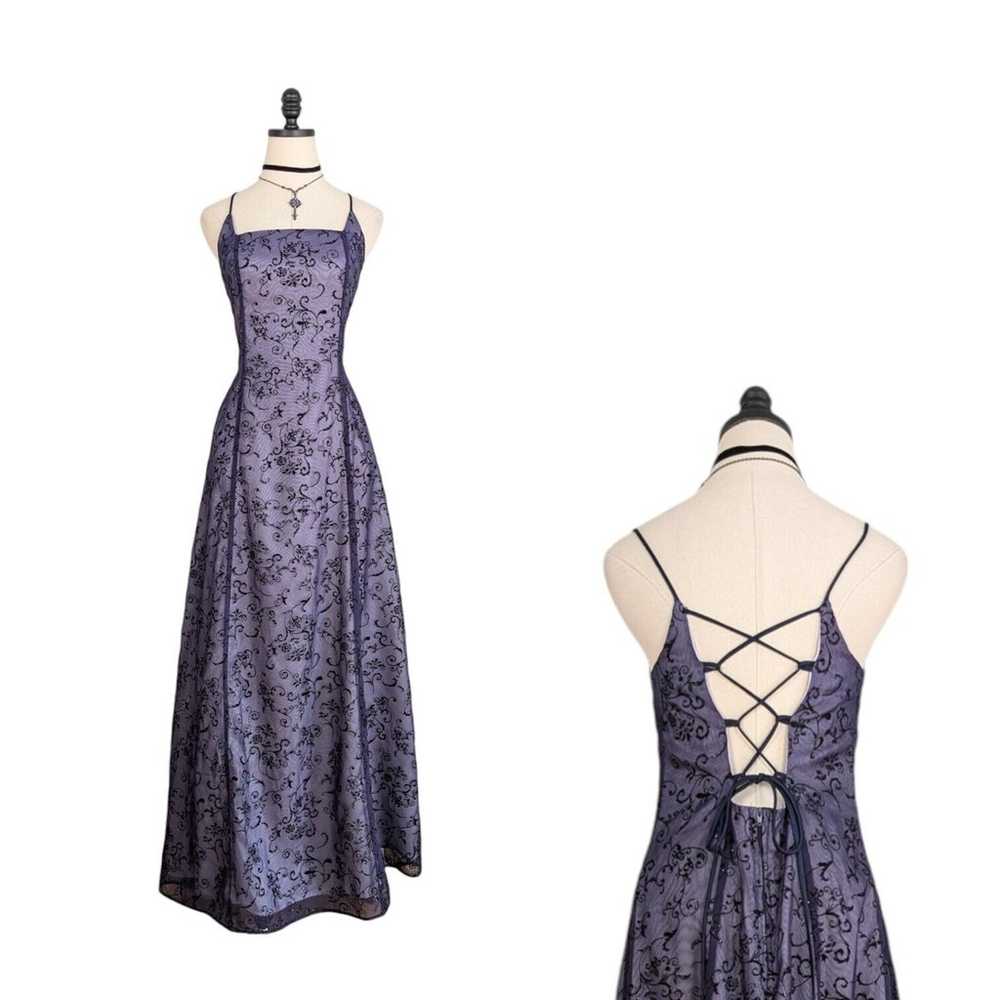 Vintage Prom Dress Maxi Ball Gown Corset Goth 90s… - image 3